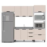 Cozinha Compacta Sem Tampo Meena 8 Portas 4 Gavetas Creme e Branca - 5