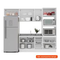 Cozinha Compacta Sem Tampo com Rodapé Meena 8 Portas 4 Gavetas Azul e Branca - 2