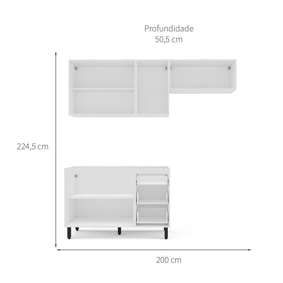 Cozinha Compacta sem Tampo Meena 6 Portas 3 Gavetas Verde e Branca - 3