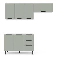Cozinha Compacta sem Tampo Meena 6 Portas 3 Gavetas Verde e Branca - 5