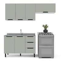 Cozinha Compacta sem Tampo Meena 6 Portas 3 Gavetas Verde e Branca - 6