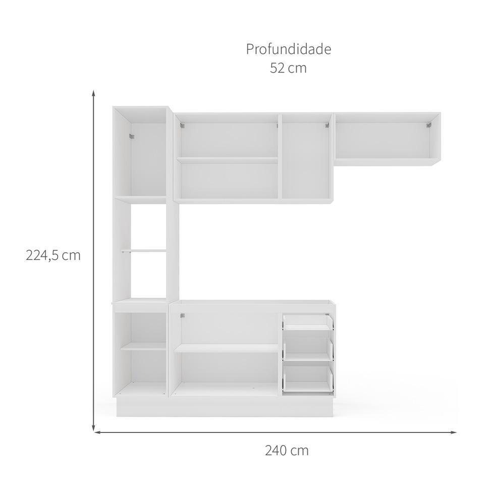 Cozinha Compacta Sem Tampo com Rodapé Meena 8 Portas 3 Gavetas Creme e Branca - 3