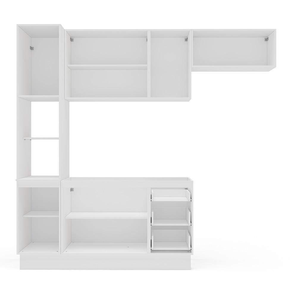 Cozinha Compacta Sem Tampo com Rodapé Meena 8 Portas 3 Gavetas Creme e Branca - 7
