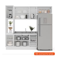 Cozinha Compacta Sem Tampo com Rodapé Meena 8 Portas 3 Gavetas Creme e Branca - 2