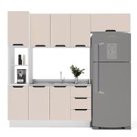 Cozinha Compacta Sem Tampo com Rodapé Meena 8 Portas 3 Gavetas Creme e Branca - 6