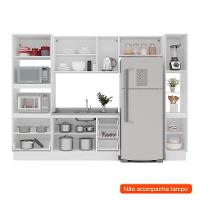 Cozinha Compacta sem Tampo com Rodapé e Paneleiro Meena 10 Portas 4 Gavetas Azul e Branca - 2