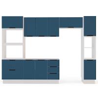 Cozinha Compacta sem Tampo com Rodapé e Paneleiro Meena 10 Portas 4 Gavetas Azul e Branca - 5