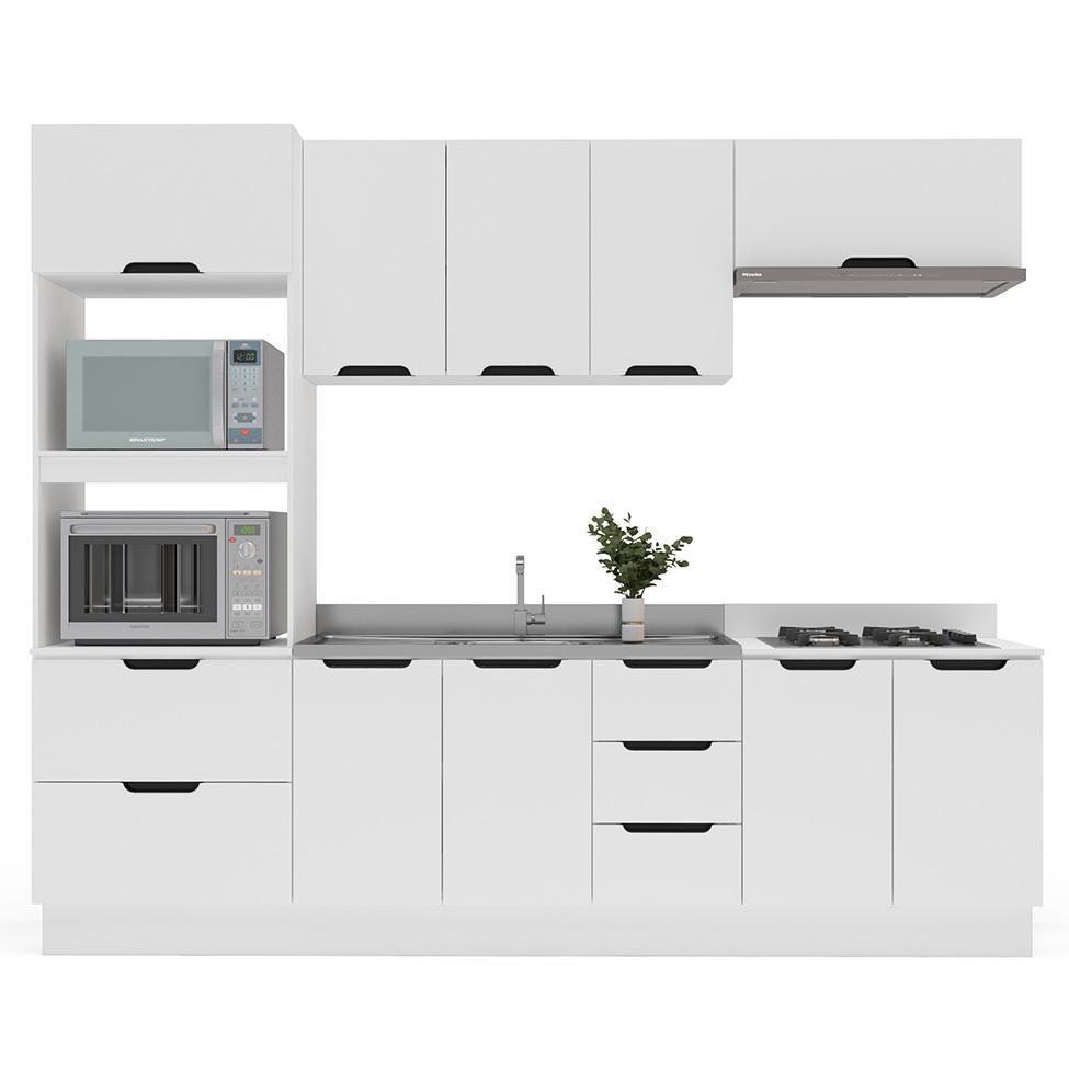 Cozinha Compacta sem Tampo com Rodapé Meena 10 Portas 4 Gavetas Branca - 5