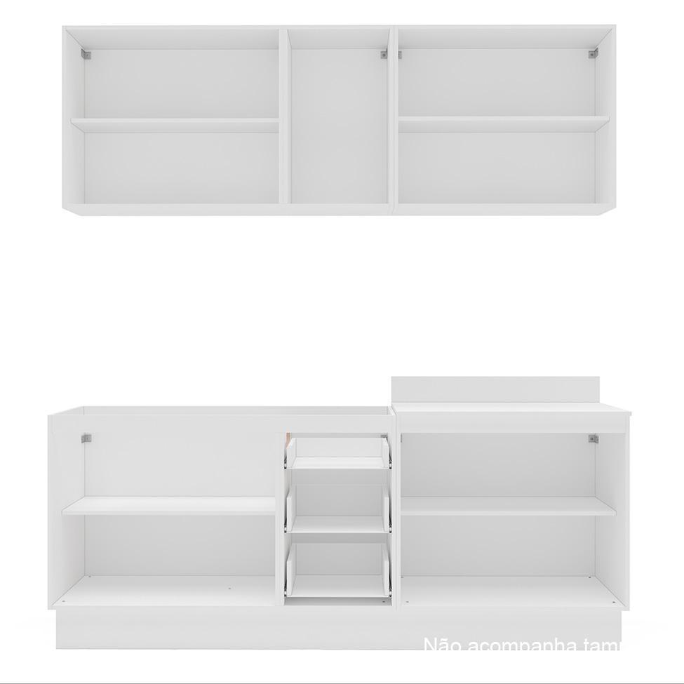 Cozinha Compacta Sem Tampo com Rodapé Meena 9 Portas 3 Gavetas Azul e Branca - 7