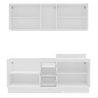 Cozinha Compacta Sem Tampo com Rodapé Meena 9 Portas 3 Gavetas Azul e Branca - 7