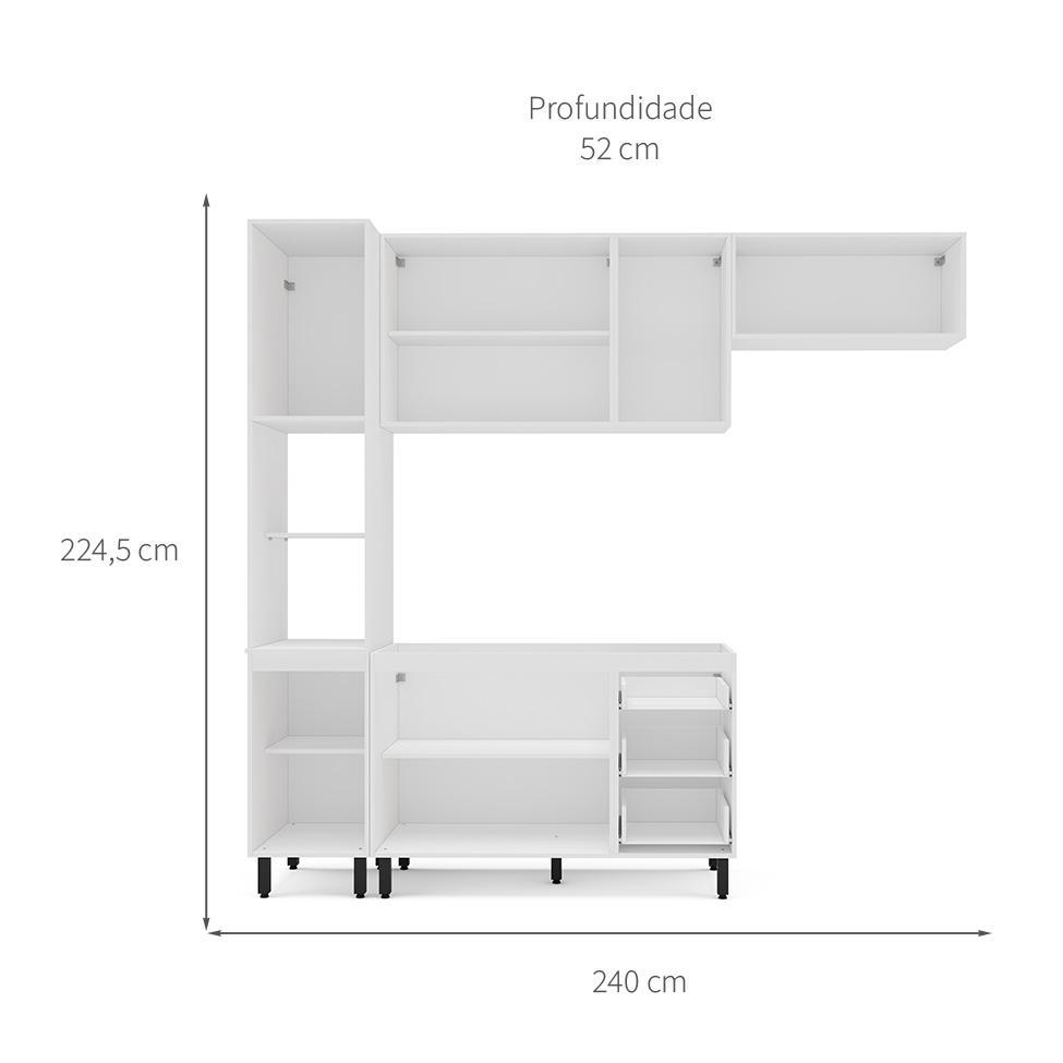 Cozinha Compacta Sem Tampo Meena 8 Portas 3 Gavetas Azul e Branca - 3