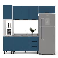 Cozinha Compacta Sem Tampo Meena 8 Portas 3 Gavetas Azul e Branca - 6