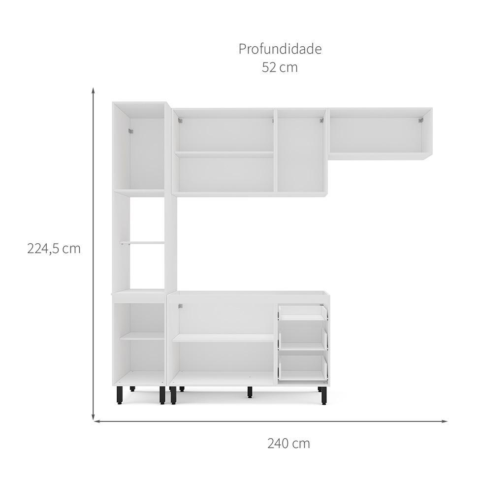 Cozinha Compacta Sem Tampo Meena 8 Portas 3 Gavetas Branca - 3