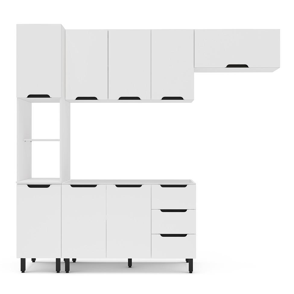 Cozinha Compacta Sem Tampo Meena 8 Portas 3 Gavetas Branca - 5