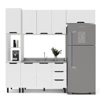 Cozinha Compacta Sem Tampo Meena 8 Portas 3 Gavetas Branca - 6