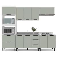 Cozinha Compacta Sem Tampo Meena 10 Portas 4 Gavetas Verde e Branca - 6