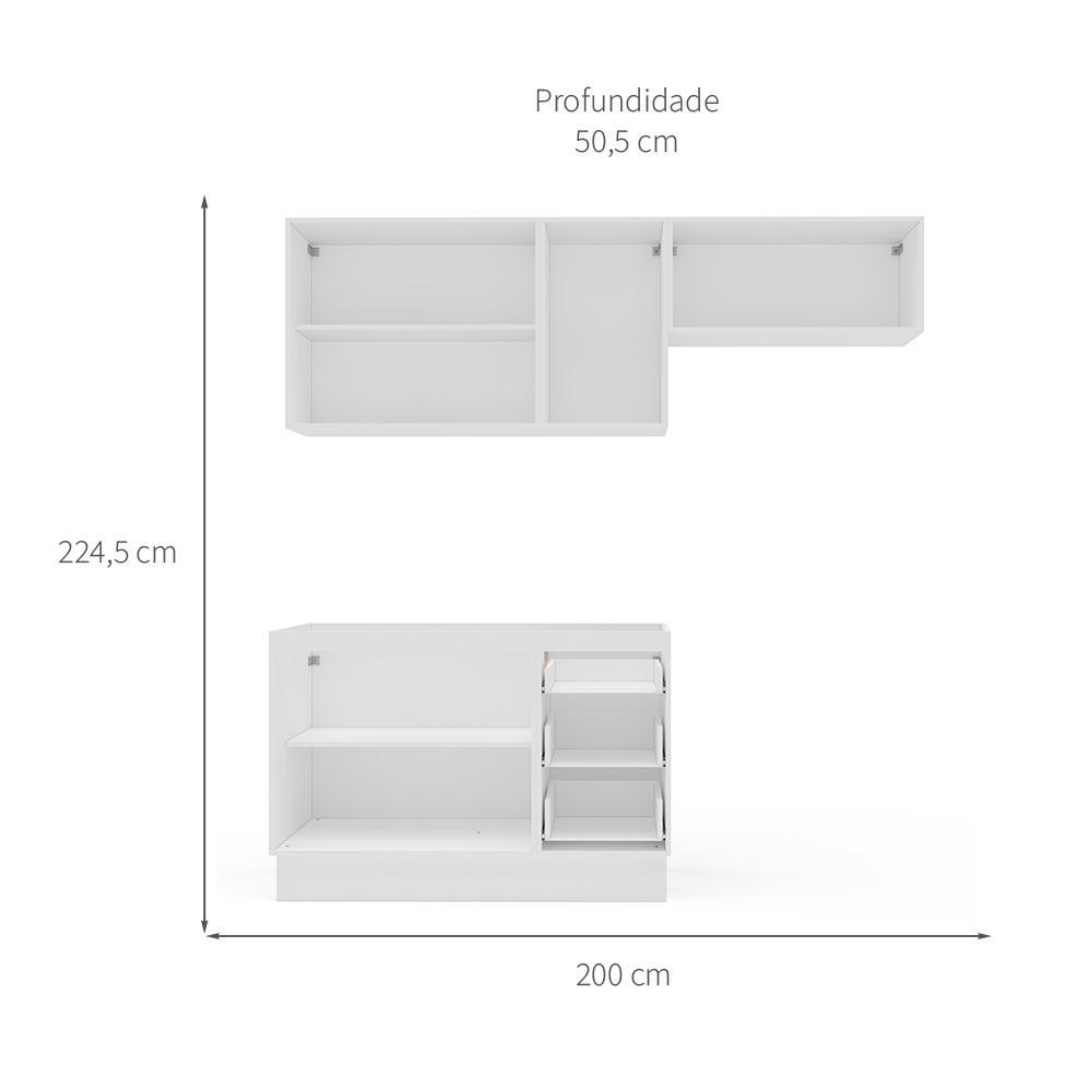 Cozinha Compacta sem Tampo com Rodapé Meena 6 Portas 3 Gavetas Verde e Branca - 3