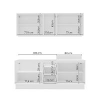 Cozinha Compacta Sem Tampo com Rodapé Meena 9 Portas 3 Gavetas Creme e Branca