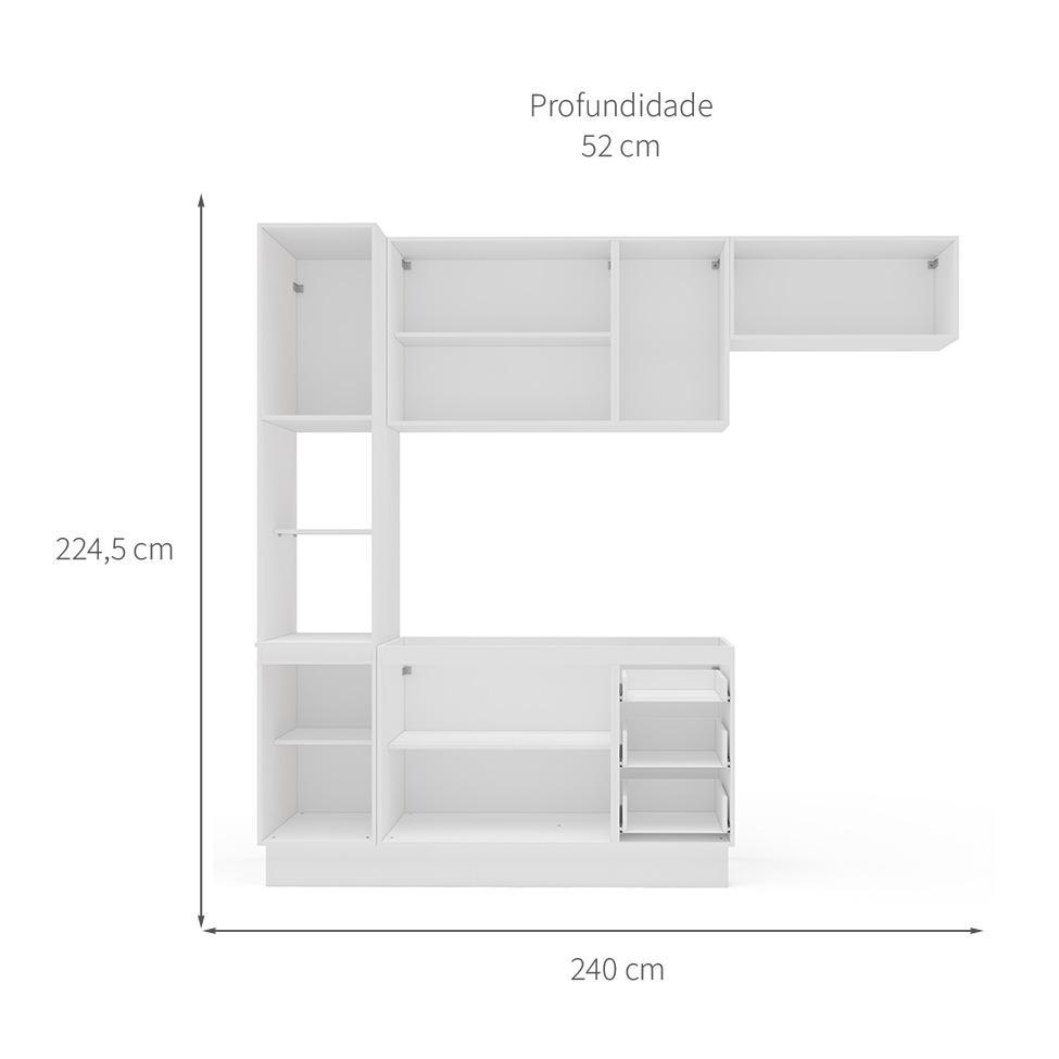 Cozinha Compacta Sem Tampo com Rodapé Amara 8 Portas 3 Gavetas Branca - 3