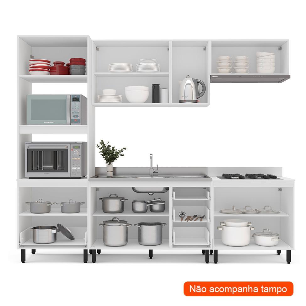 Cozinha Compacta Sem Tampo Meena 10 Portas 4 Gavetas Creme e Branca - 2