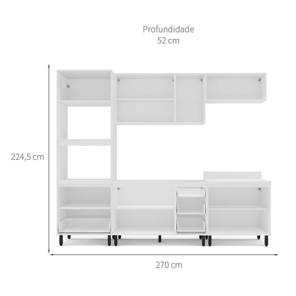 Cozinha Compacta Sem Tampo Meena 10 Portas 4 Gavetas Creme e Branca - 3