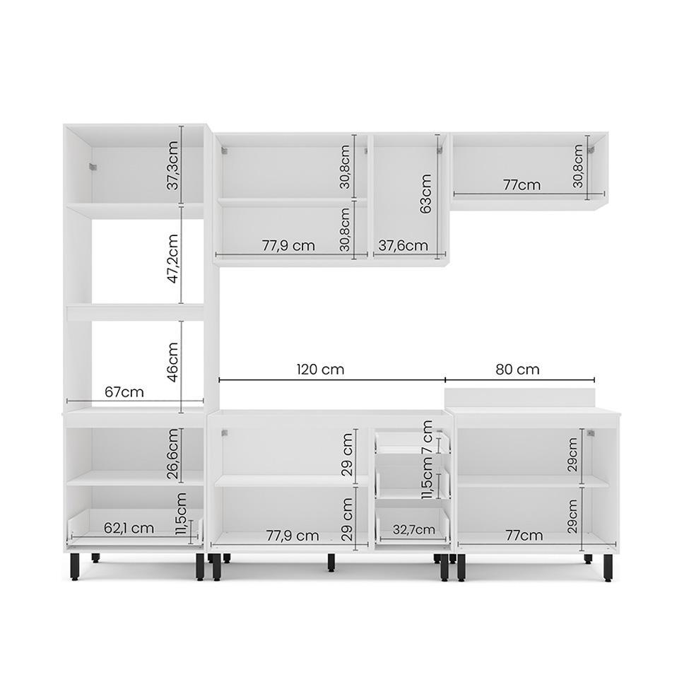 Cozinha Compacta Sem Tampo Meena 10 Portas 4 Gavetas Creme e Branca - 4