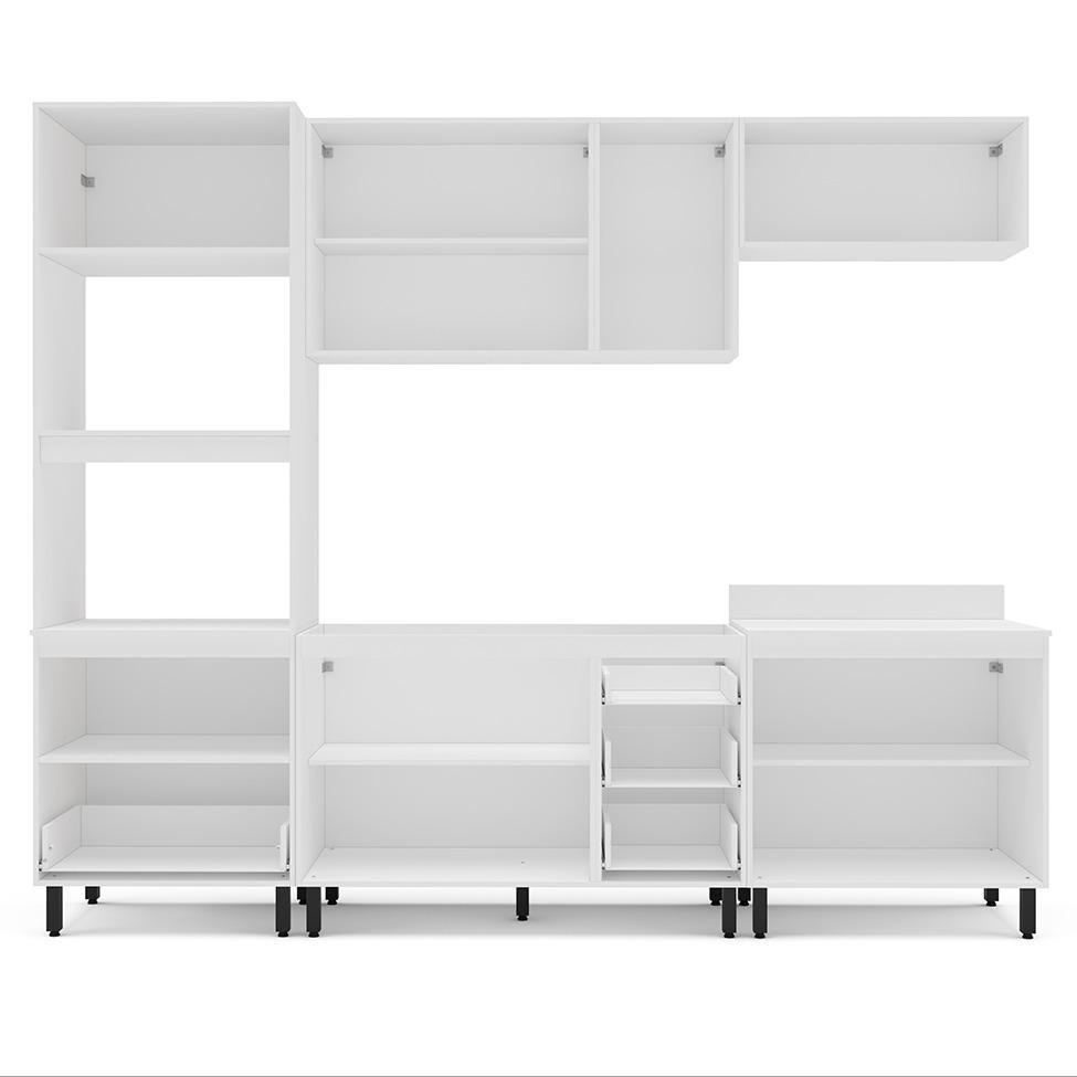 Cozinha Compacta Sem Tampo Meena 10 Portas 4 Gavetas Creme e Branca - 7