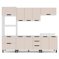 Cozinha Compacta Sem Tampo Meena 10 Portas 4 Gavetas Creme e Branca - 5