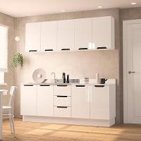 Cozinha Compacta Sem Tampo com Rodapé Meena 9 Portas 3 Gavetas Branca - 1