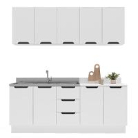 Cozinha Compacta Sem Tampo com Rodapé Meena 9 Portas 3 Gavetas Branca - 8