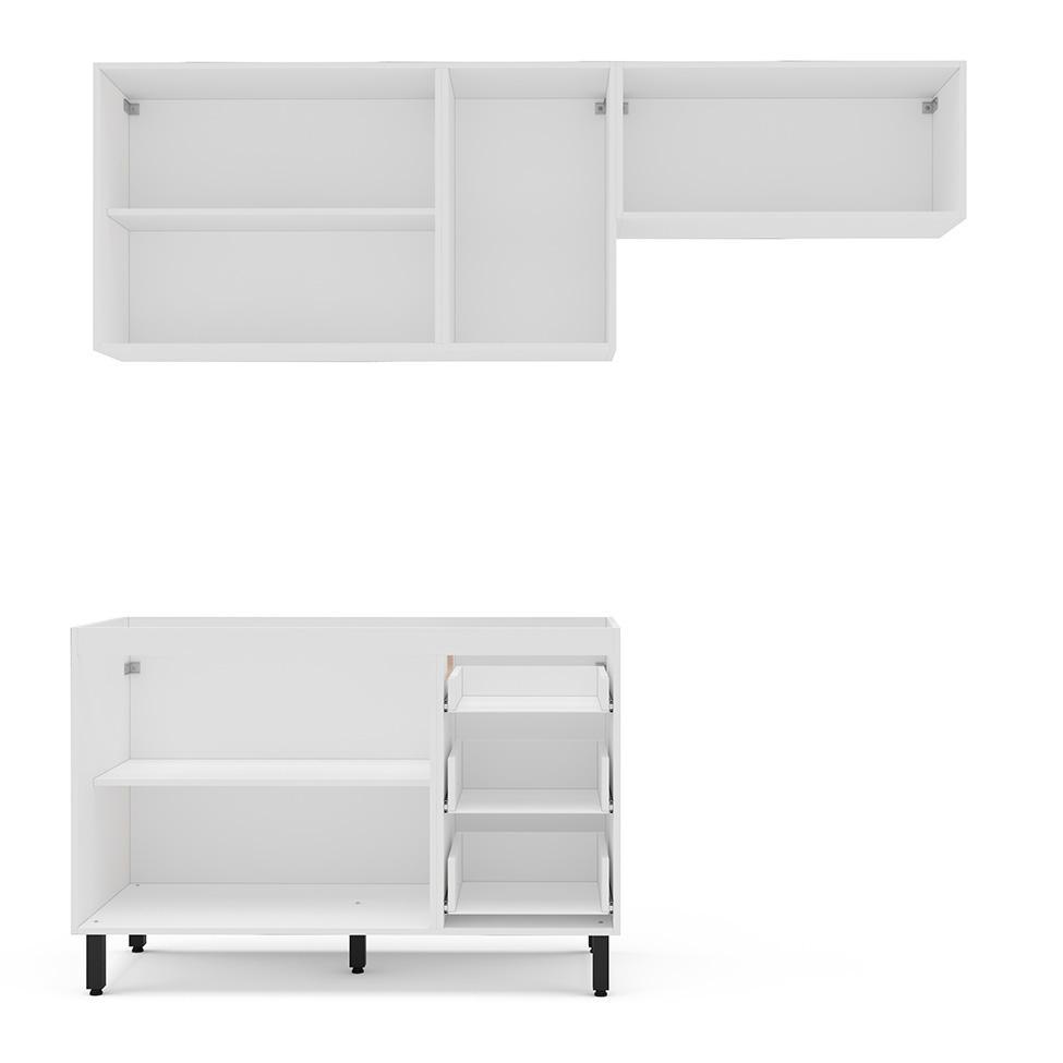 Cozinha Compacta sem Tampo Meena 6 Portas 3 Gavetas Creme e Branca - 7
