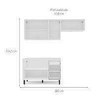 Cozinha Compacta sem Tampo Meena 6 Portas 3 Gavetas Creme e Branca - 3