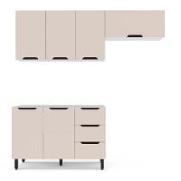 Cozinha Compacta sem Tampo Meena 6 Portas 3 Gavetas Creme e Branca - 5