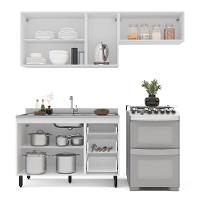 Cozinha Compacta sem Tampo Meena 6 Portas 3 Gavetas Creme e Branca - 8