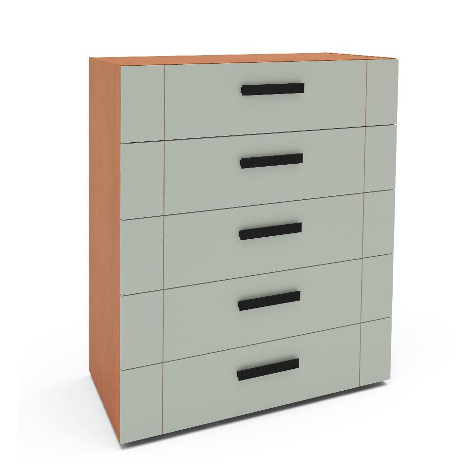 Cômoda Lisboa 5 Gavetas Verde e Freijó - 1