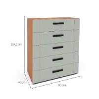 Cômoda Lisboa 5 Gavetas Verde e Freijó - 3