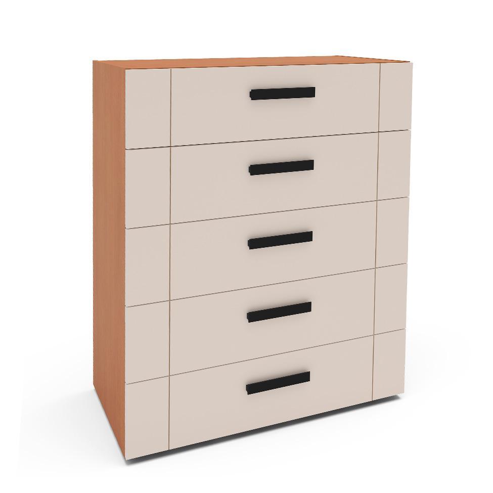 Cômoda Lisboa 5 Gavetas Creme e Freijó - 1