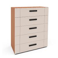 Cômoda Lisboa 5 Gavetas Creme e Freijó - 1