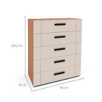 Cômoda Lisboa 5 Gavetas Creme e Freijó - 3