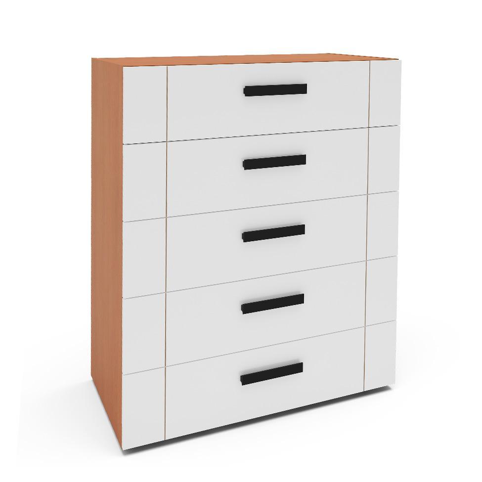 Cômoda Lisboa 5 Gavetas Branca e Freijó - 1
