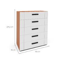 Cômoda Lisboa 5 Gavetas Branca e Freijó - 3