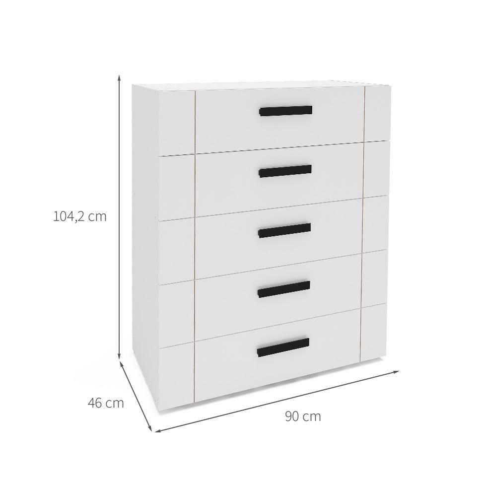 Cômoda Lisboa 5 Gavetas Branca - 3