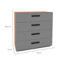 Cômoda Lisboa 4 Gavetas Cinza e Freijó - 3