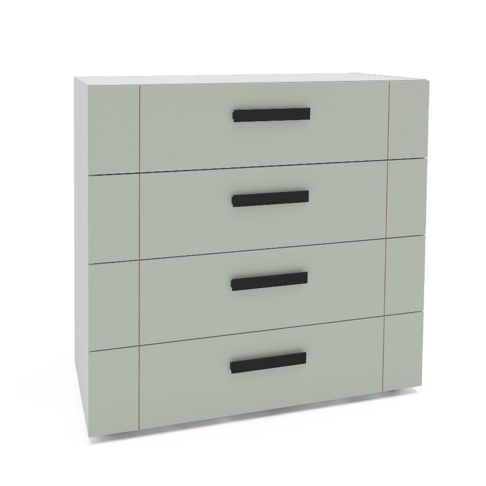 Cômoda Lisboa 4 Gavetas Verde e Branca - 1