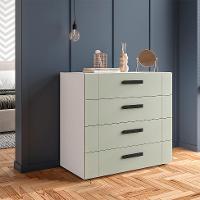 Cômoda Lisboa 4 Gavetas Verde e Branca