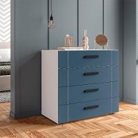 Cômoda Lisboa 4 Gavetas Azul e Branca