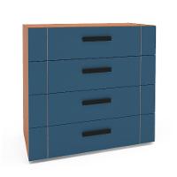 Cômoda Lisboa 4 Gavetas Azul e Freijó - 1