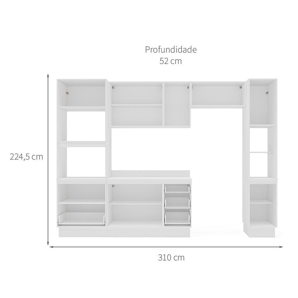 Cozinha Completa com Tampo, Rodapé e Paneleiro Amara 10 Portas 4 Gavetas Creme e Branca - 3