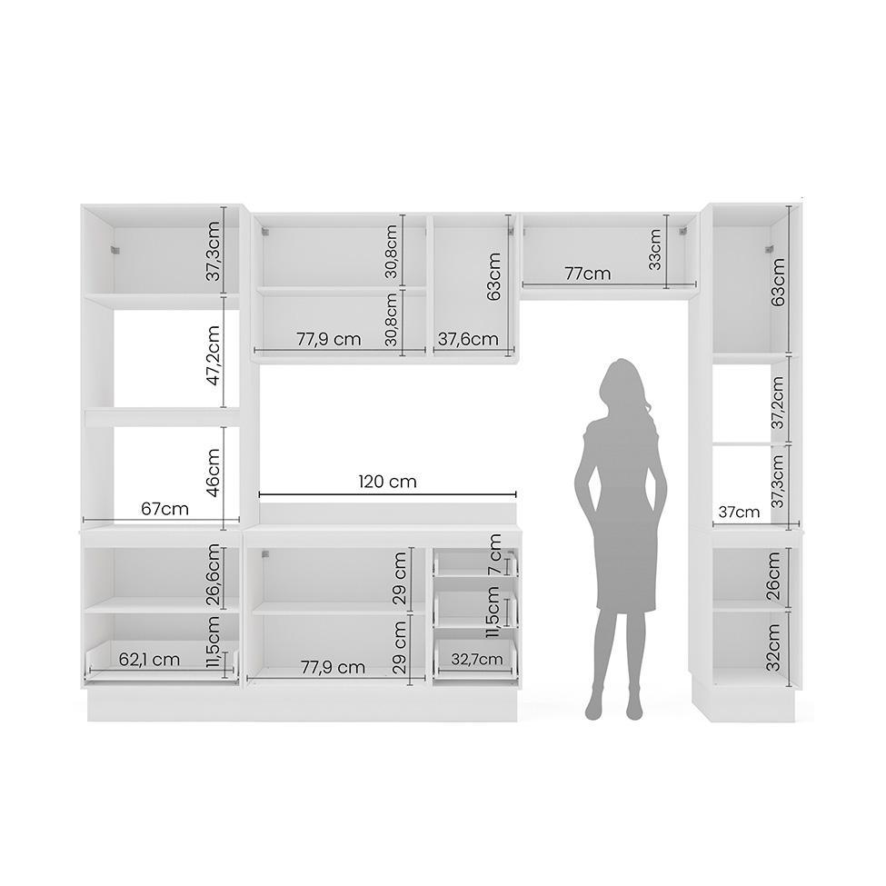 Cozinha Completa com Tampo, Rodapé e Paneleiro Amara 10 Portas 4 Gavetas Creme e Branca - 4