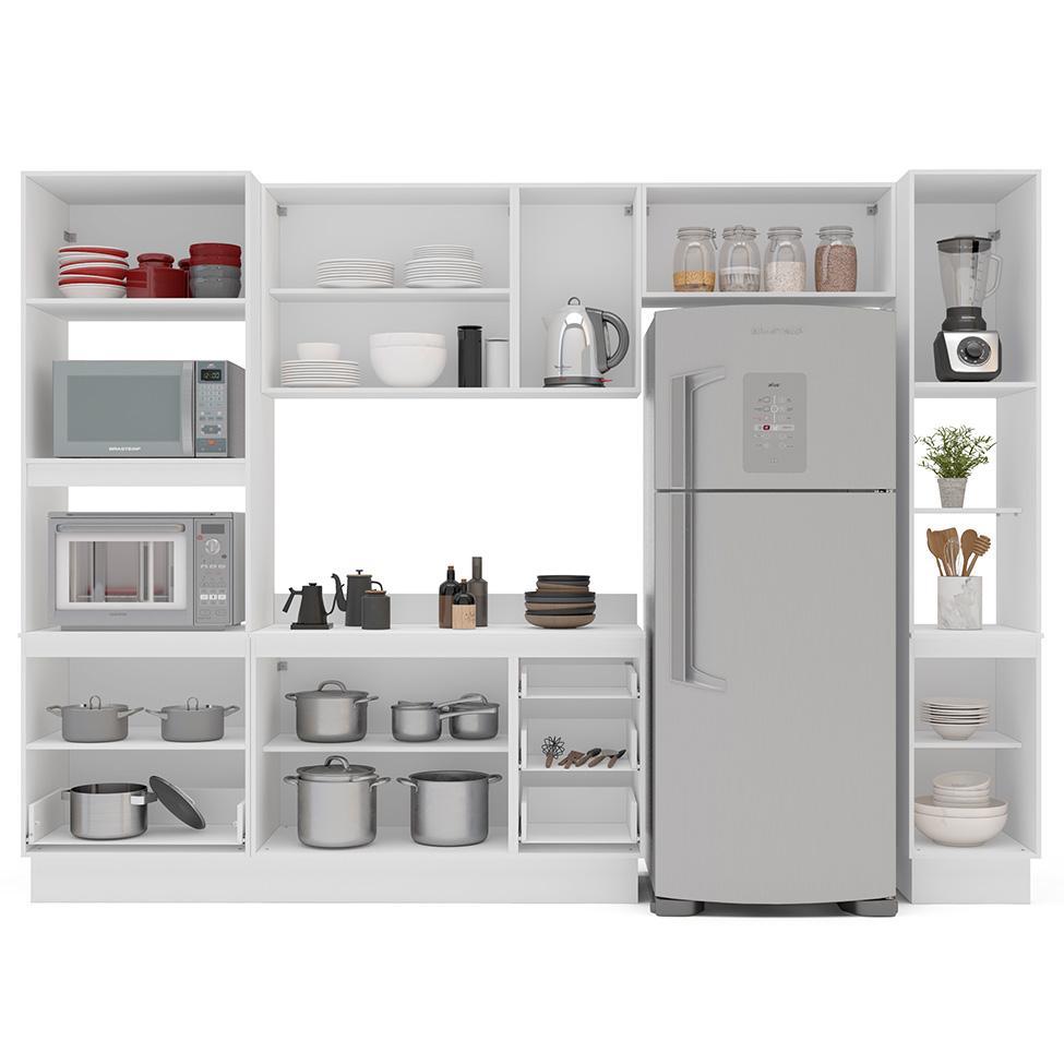 Cozinha Completa com Tampo, Rodapé e Paneleiro Amara 10 Portas 4 Gavetas Creme e Branca - 8